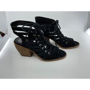 Vince Camuto Chesten shoes women 8.5 Nubuck Lace-Up Heeled Cut out booties